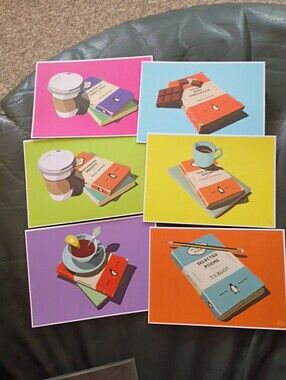 Set of 6 Colorful Book & Coffee Art Prints